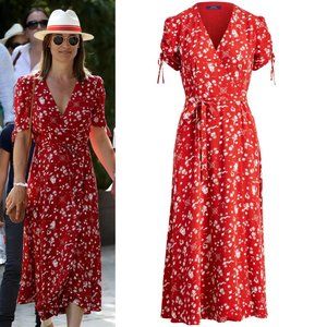 Polo Ralph Lauren Printed Crepe Wrap Dress Size 10